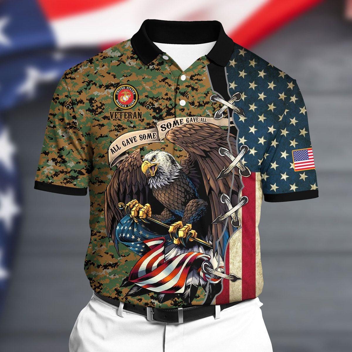 Premium U.S Marine Polo All Over Printed