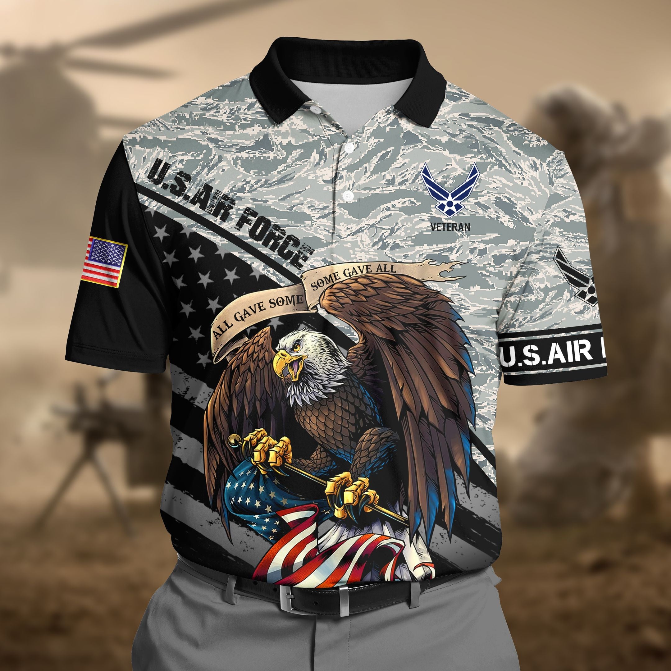 Premium U.S Air Force Camo 3D Polo All Over Printed