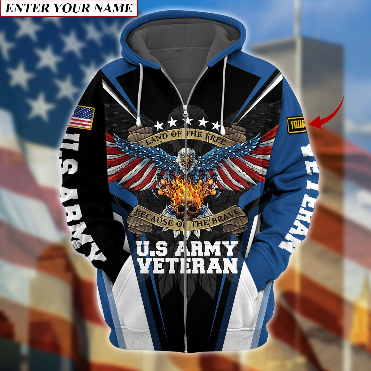 Premium Unique Personalized Army Veteran Zip Hoodie