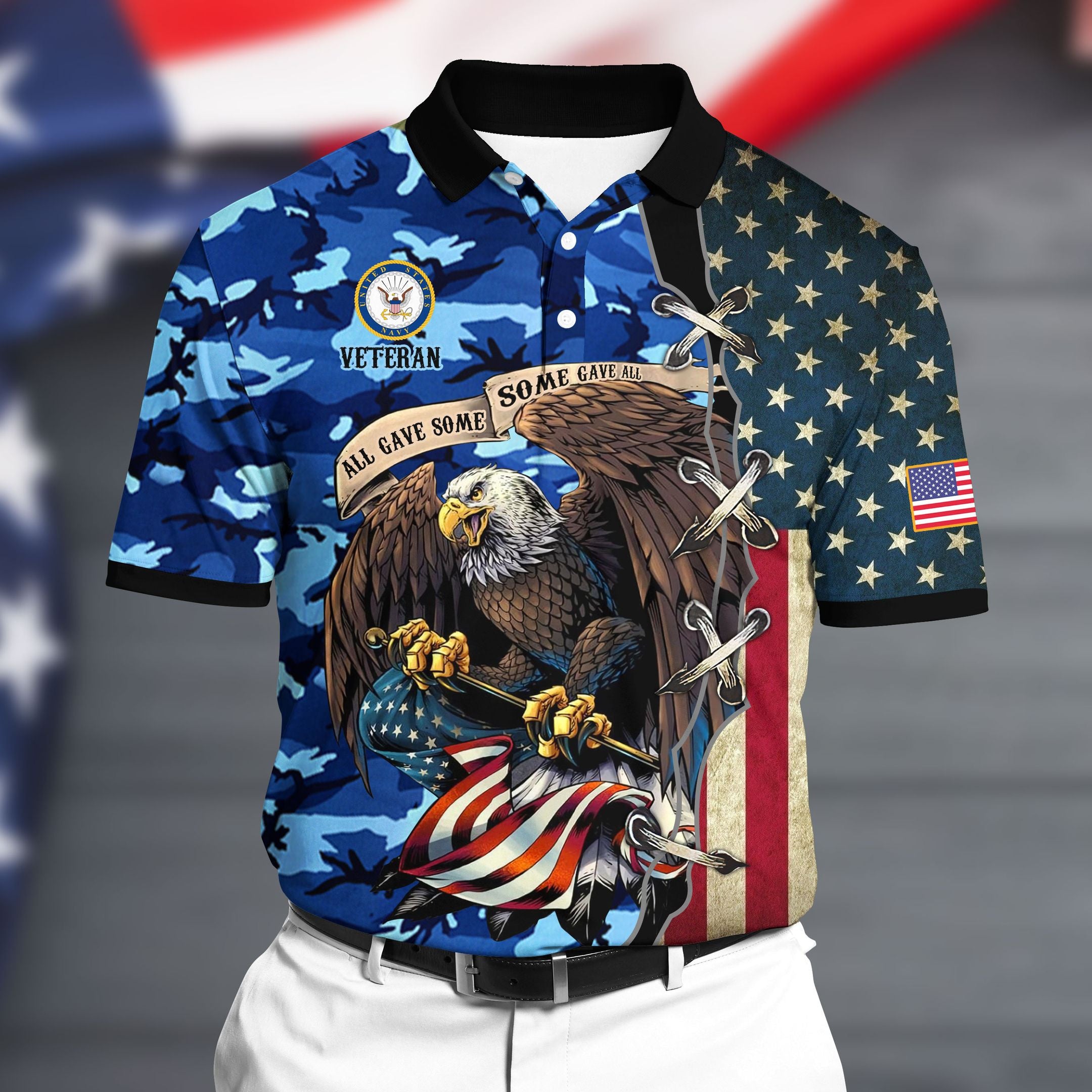 Premium U.S Navy Polo All Over Printed