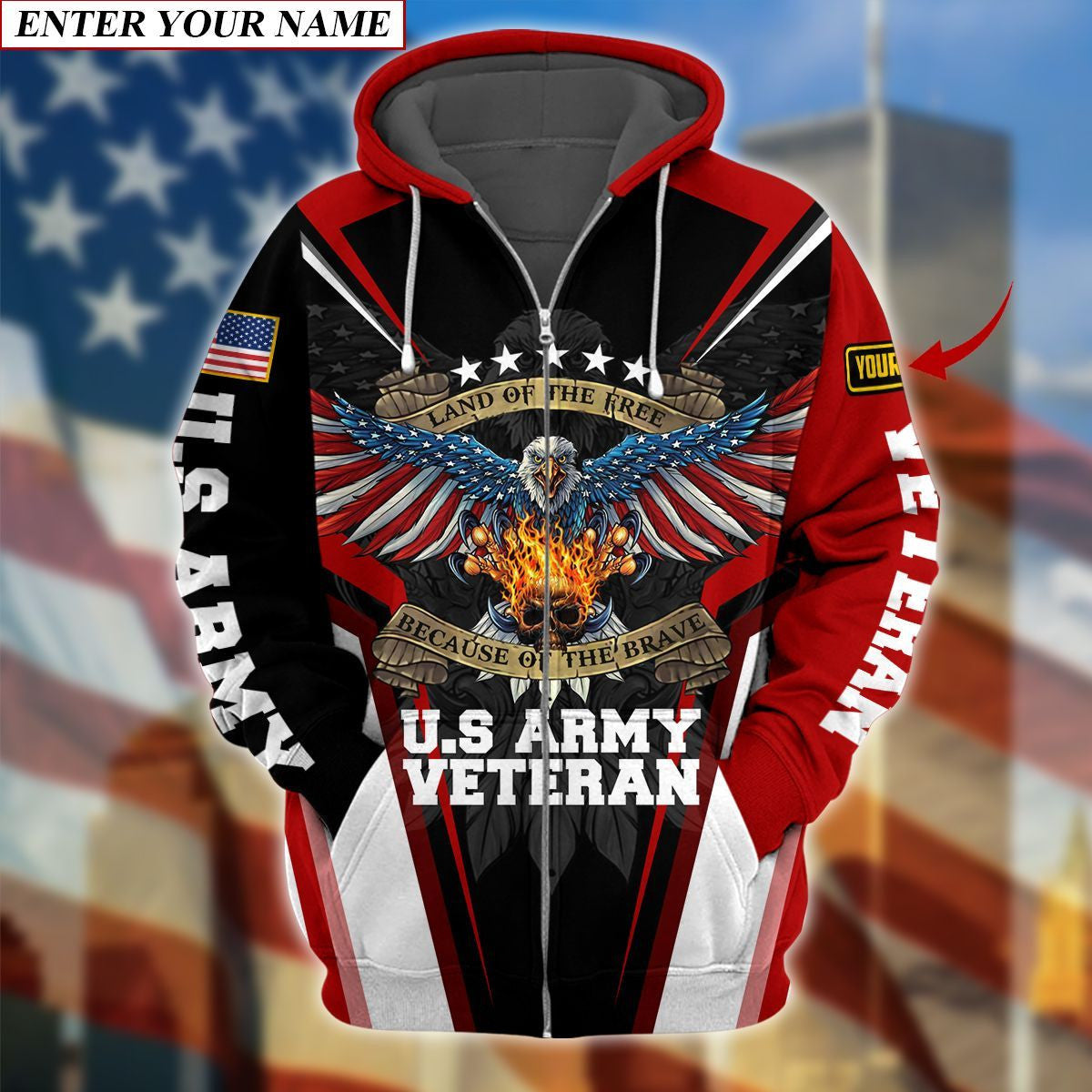 Premium Unique Personalized Army Veteran Zip Hoodie