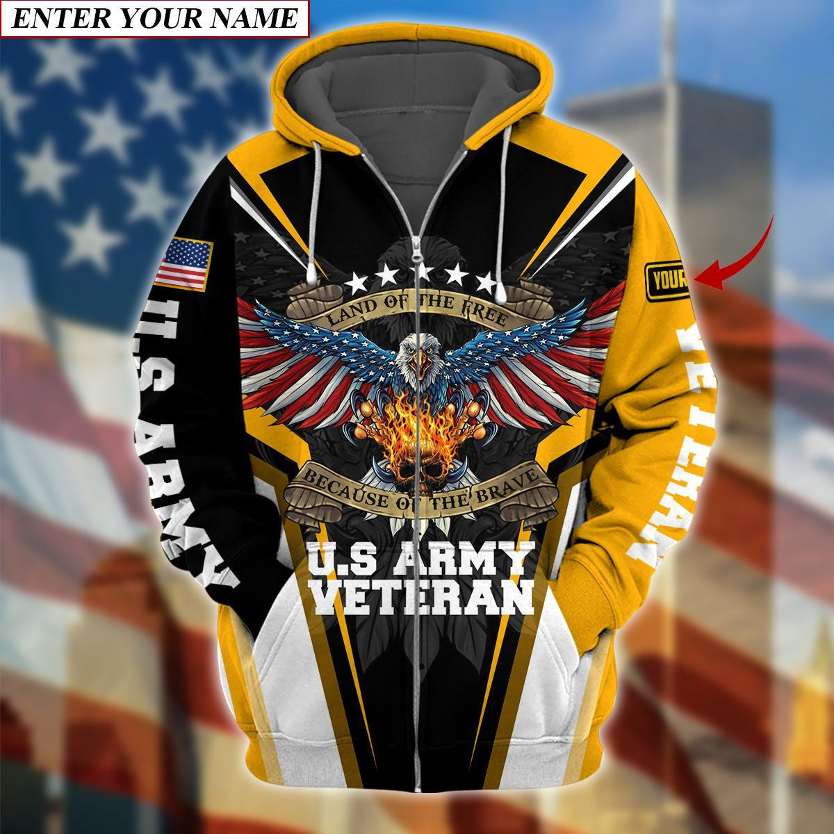 Premium Unique Personalized Army Veteran Zip Hoodie