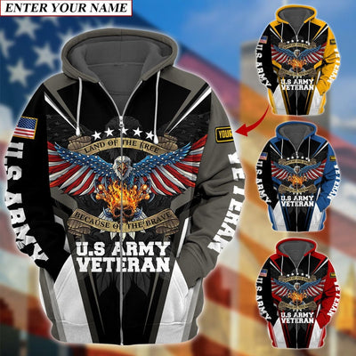 Premium Unique Personalized Army Veteran Zip Hoodie