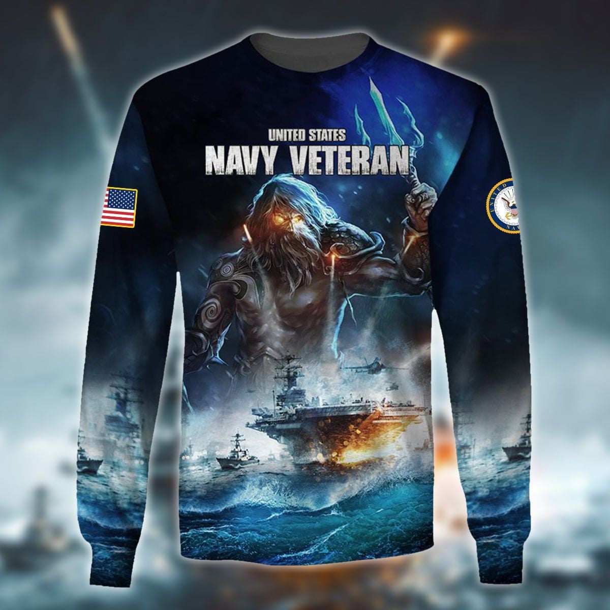 Premium Power American Veteran Navy Zip Hoodie Set