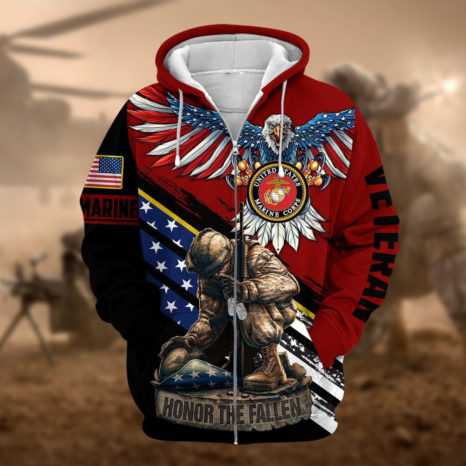Unique Honor The Fallen Veteran Zip Hoodie