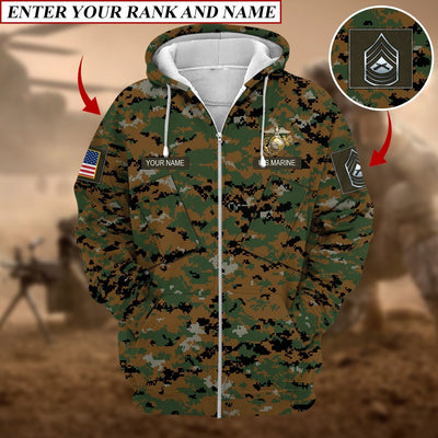 Personalized Premium Multiple US Military Services Veteran Zip Hoodie