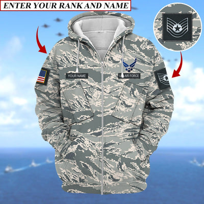 Personalized Premium Multiple US Military Services Veteran Zip Hoodie