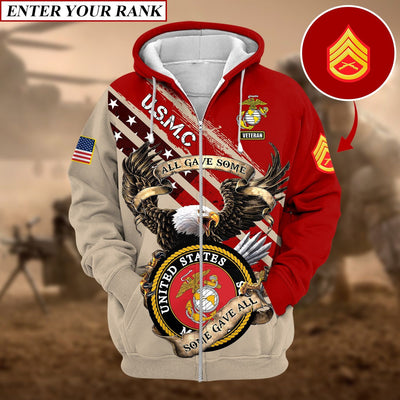 Premium Multiple US Military Services Veteran Personalize Zip Hoodie