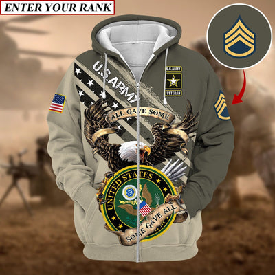 Premium Multiple US Military Services Veteran Personalize Zip Hoodie