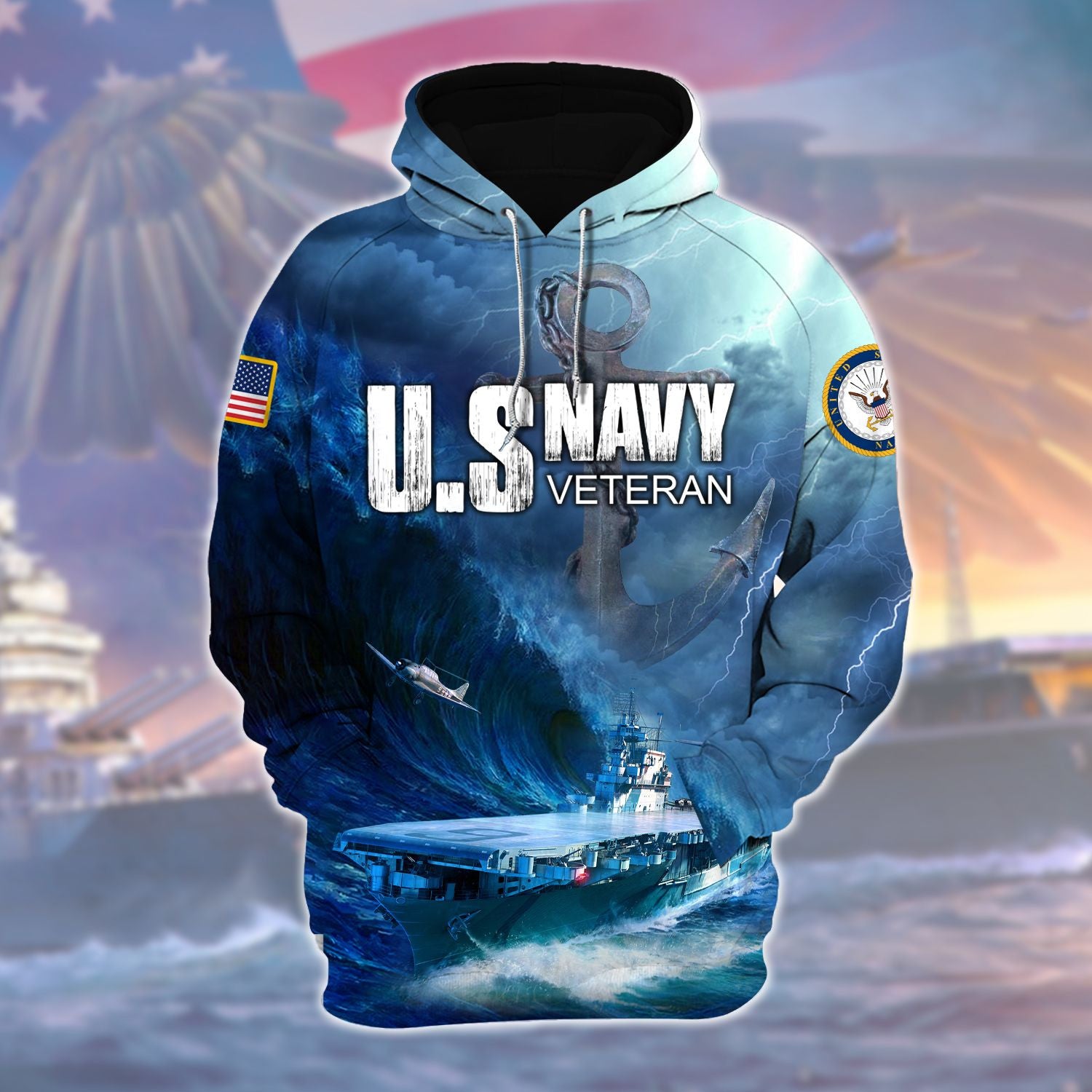 Premium United States Navy Veterans Zip Hoodie