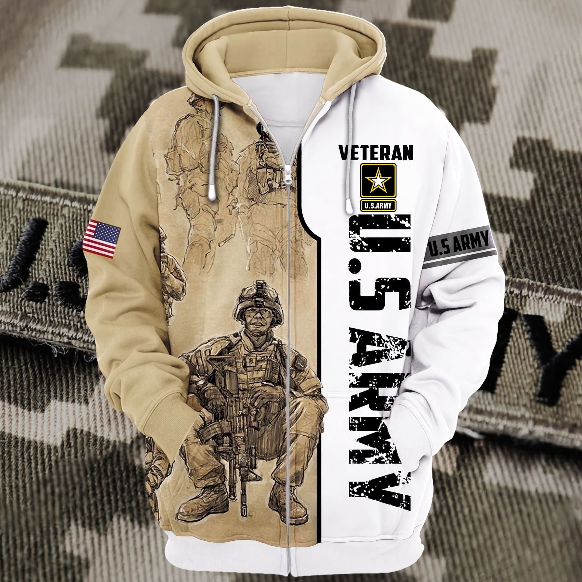 Premium U.S Army Veteran Zip Hoodie