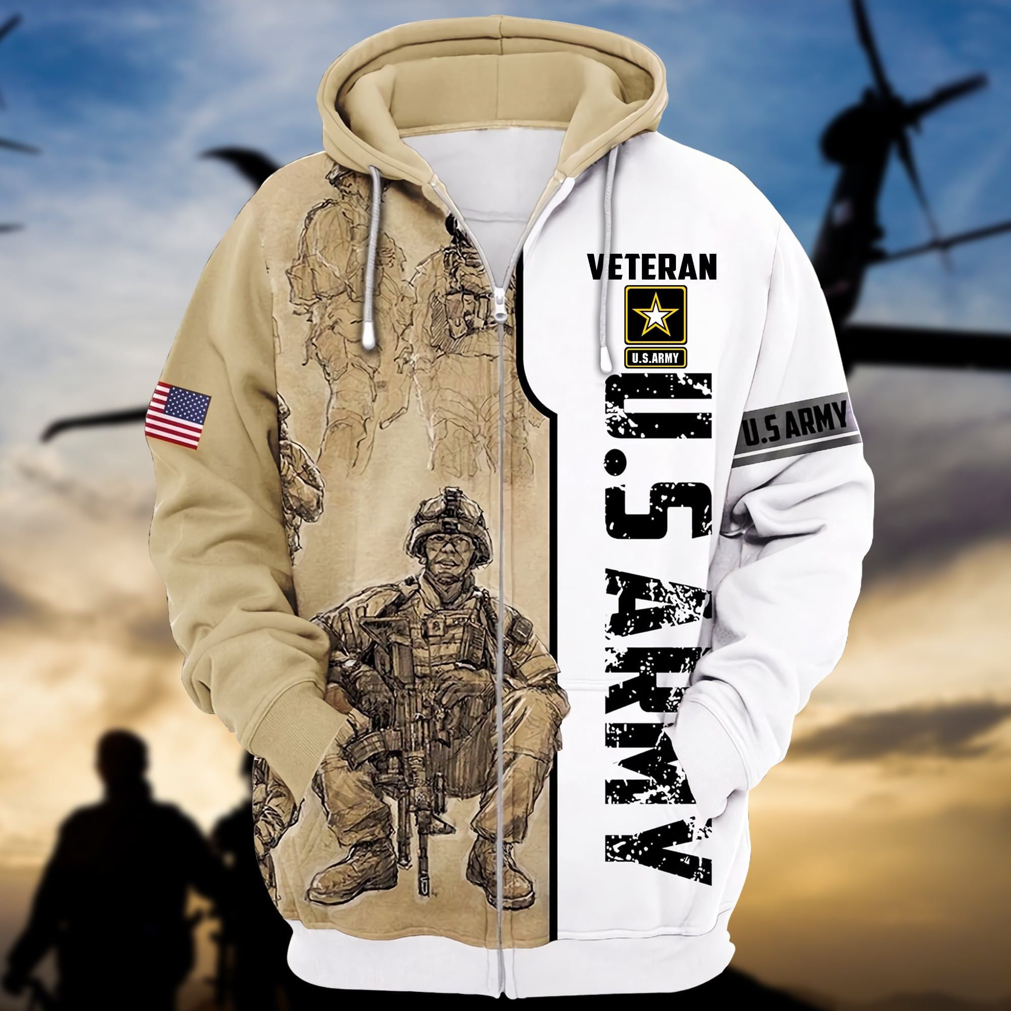 Premium U.S Army Veteran Zip Hoodie
