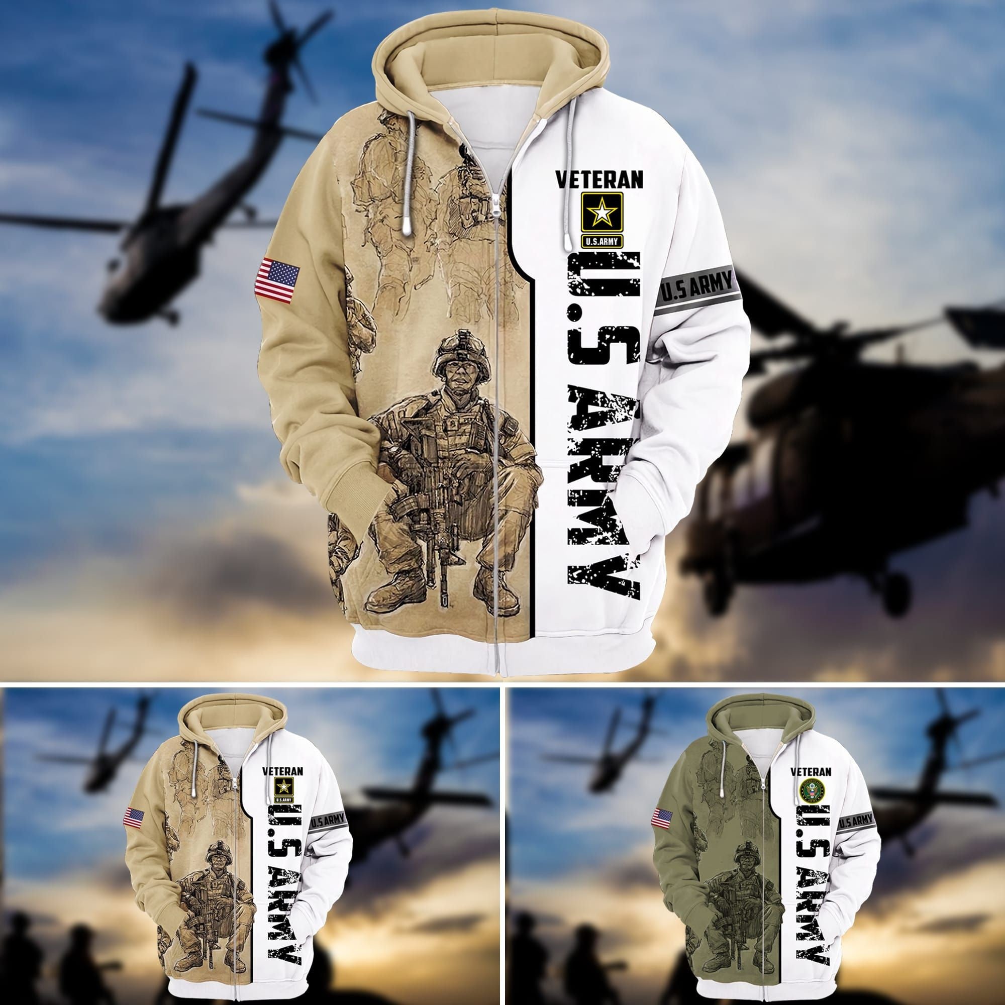 Premium U.S Army Veteran Zip Hoodie