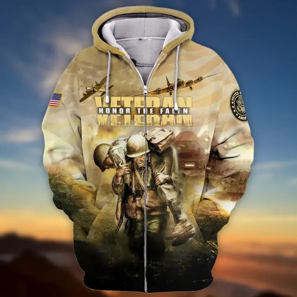 Premium Unique Veteran Zip Hoodie Ultra Soft and Warm
