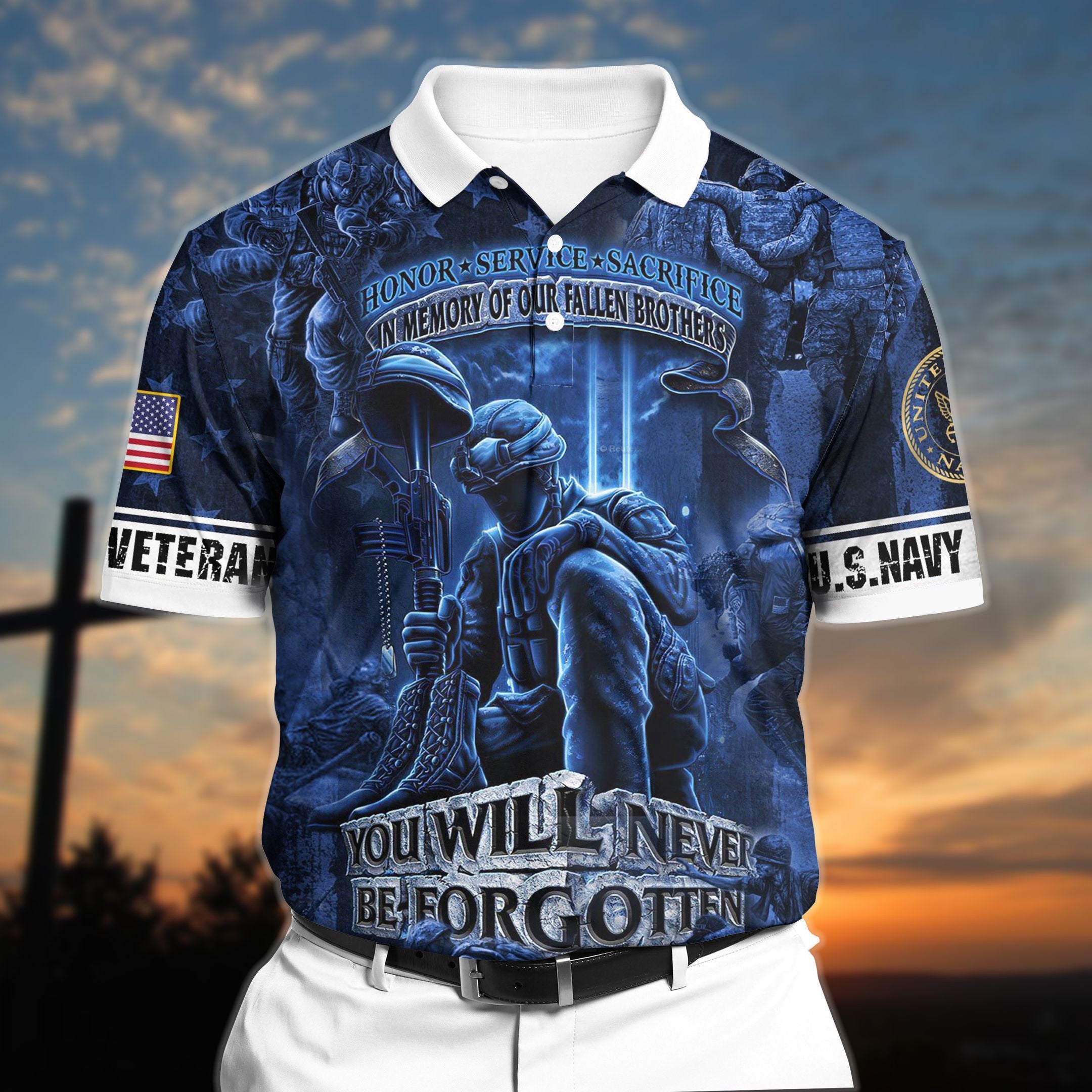 Premium Veteran 3D Polo All Over Printed