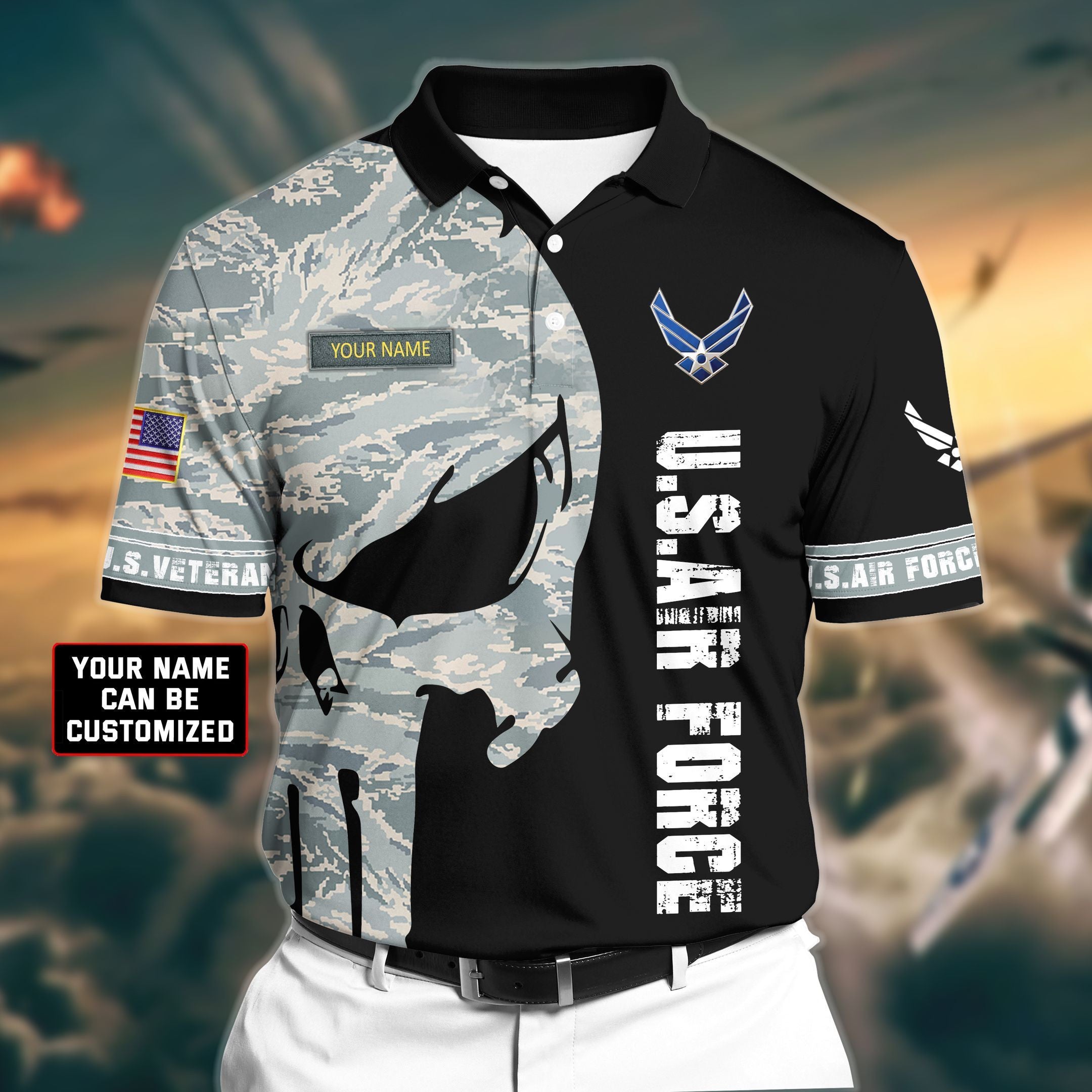Personalized Premium Veteran U.S Air Force 3D Polo All Over Printed