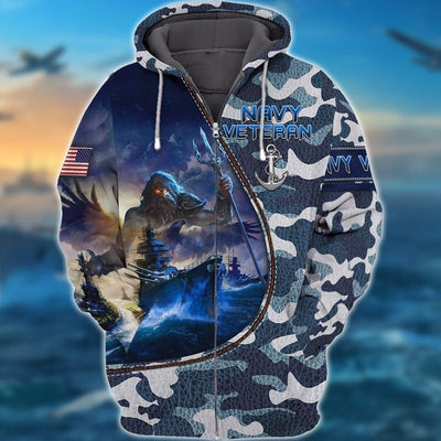 Premium Unique Navy Veteran Hoodie Ultra Soft and Warm