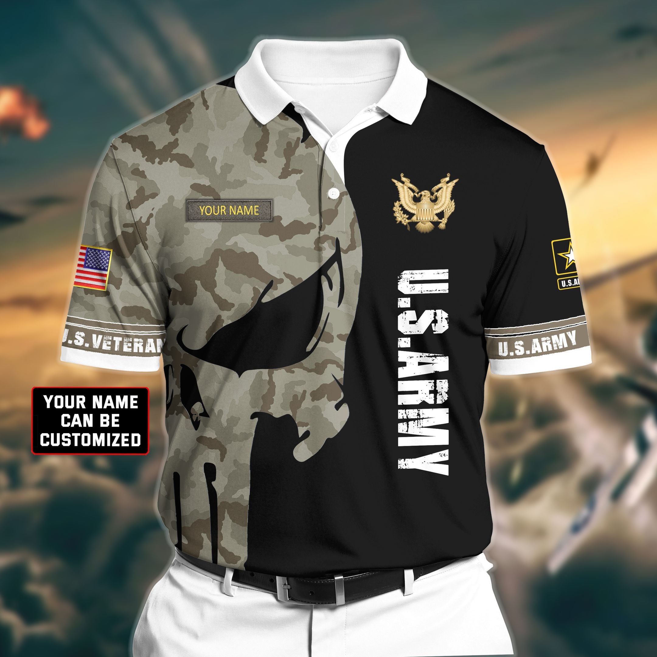 Personalized Premium Veteran U.S Army 1 3D Polo All Over Printed