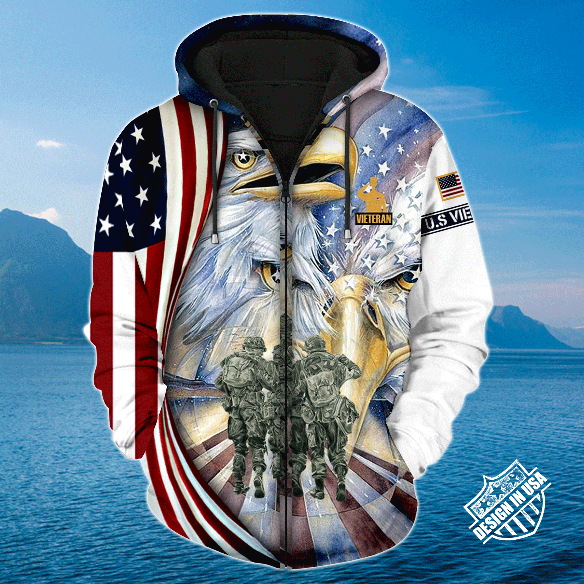 Premium Unique Veteran Zip Hoodie Ultra Soft and Warm