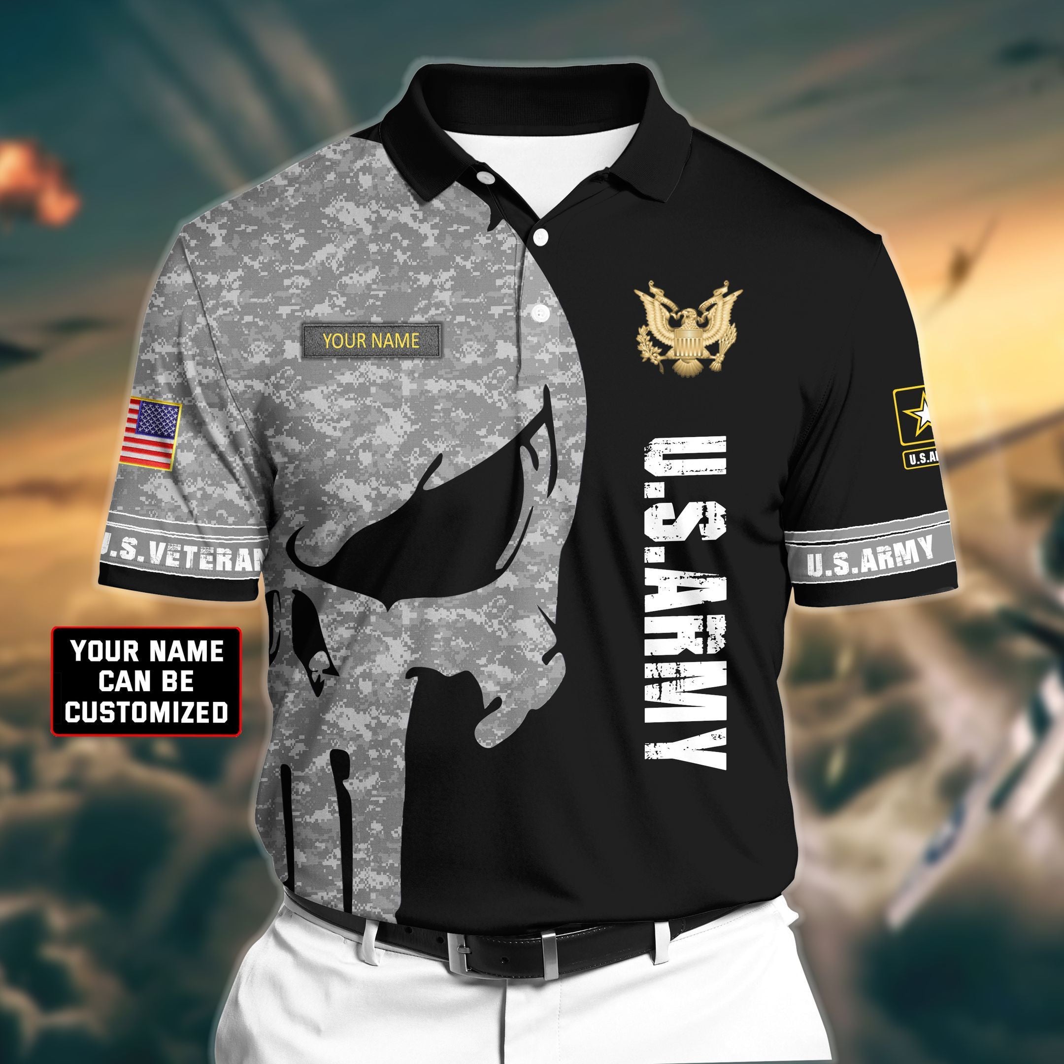 Personalized Premium Veteran U.S Army 1 3D Polo All Over Printed