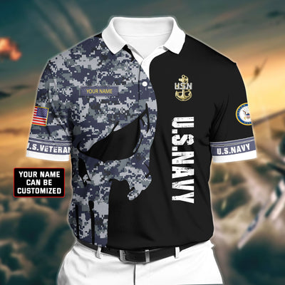 Personalized Premium Veteran U.S Navy 2 3D Polo All Over Printed