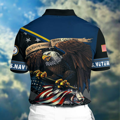 Premium Veteran U.S Navy 3D Polo All Over Printed