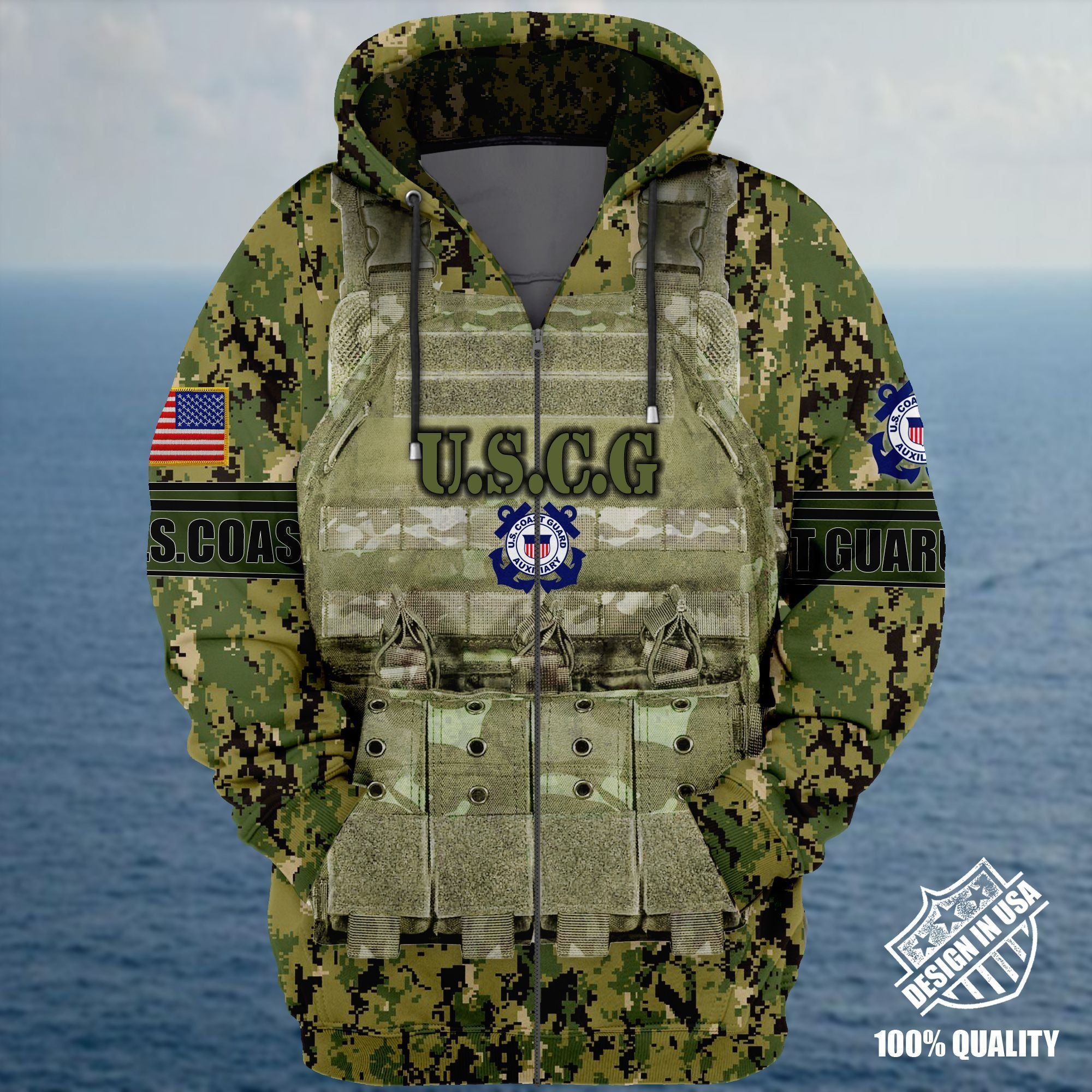 Premium Unique Veteran Zip Hoodie Ultra Soft and Warm Coast Guard