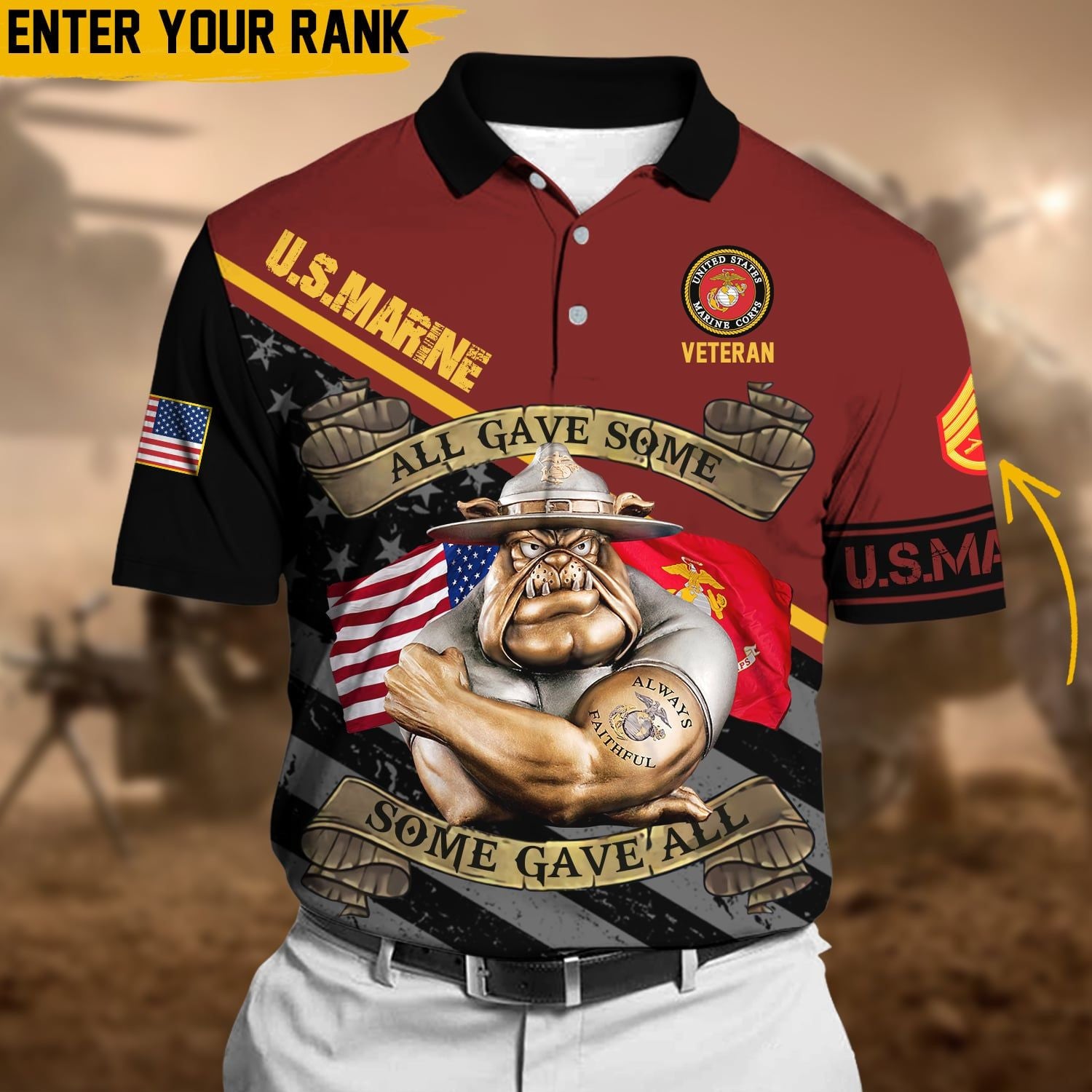 Personalized Premium Multiple US Military Services Veteran Polo Shirt