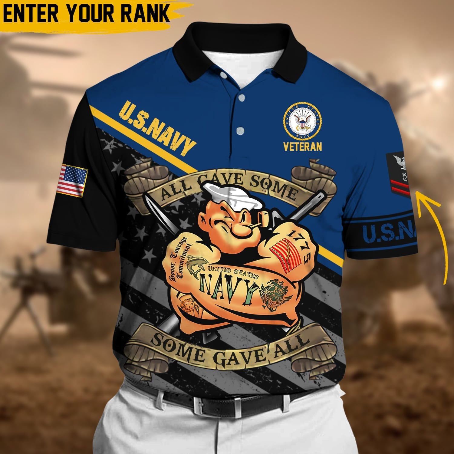 Personalized Premium Multiple US Military Services Veteran Polo Shirt