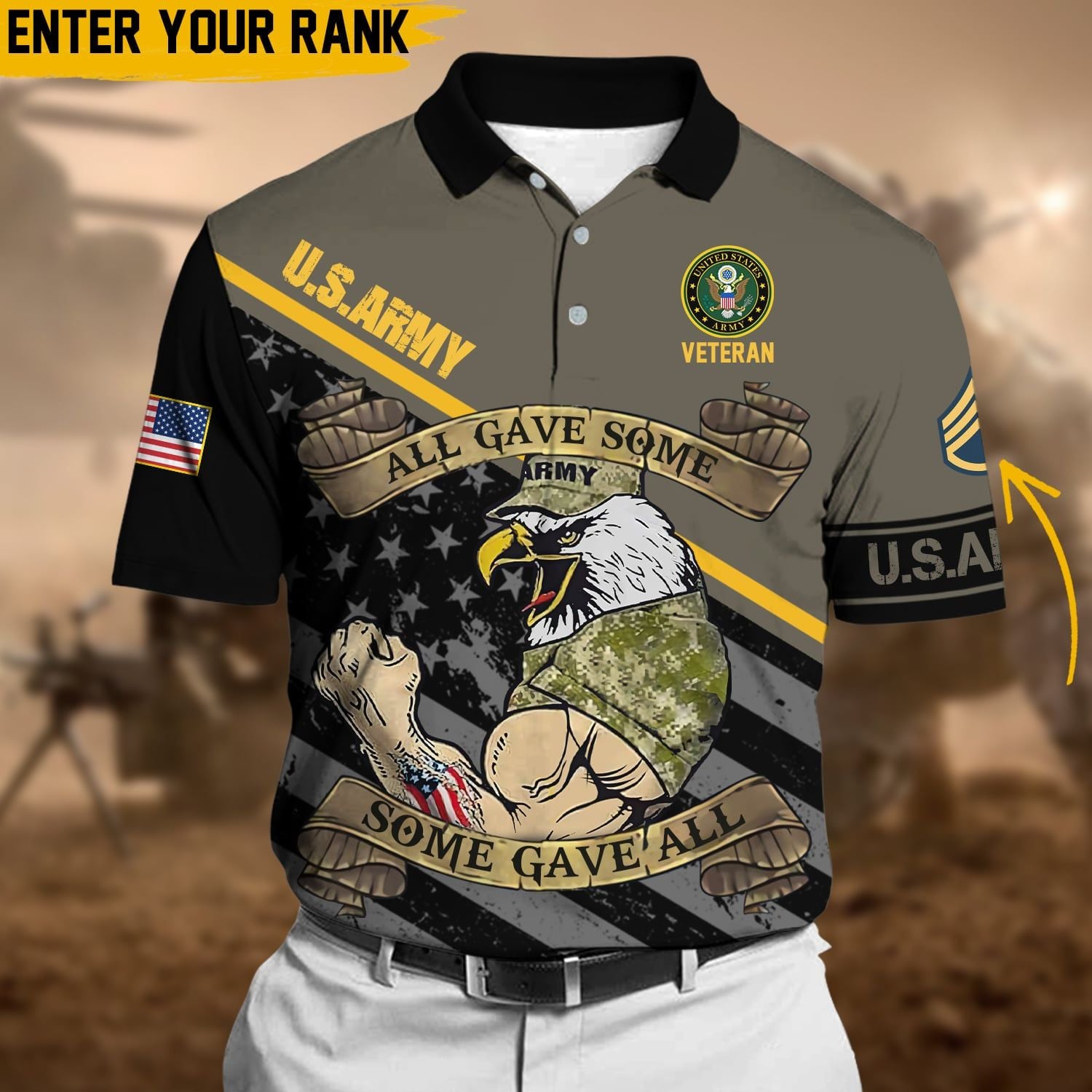 Personalized Premium Multiple US Military Services Veteran Polo Shirt