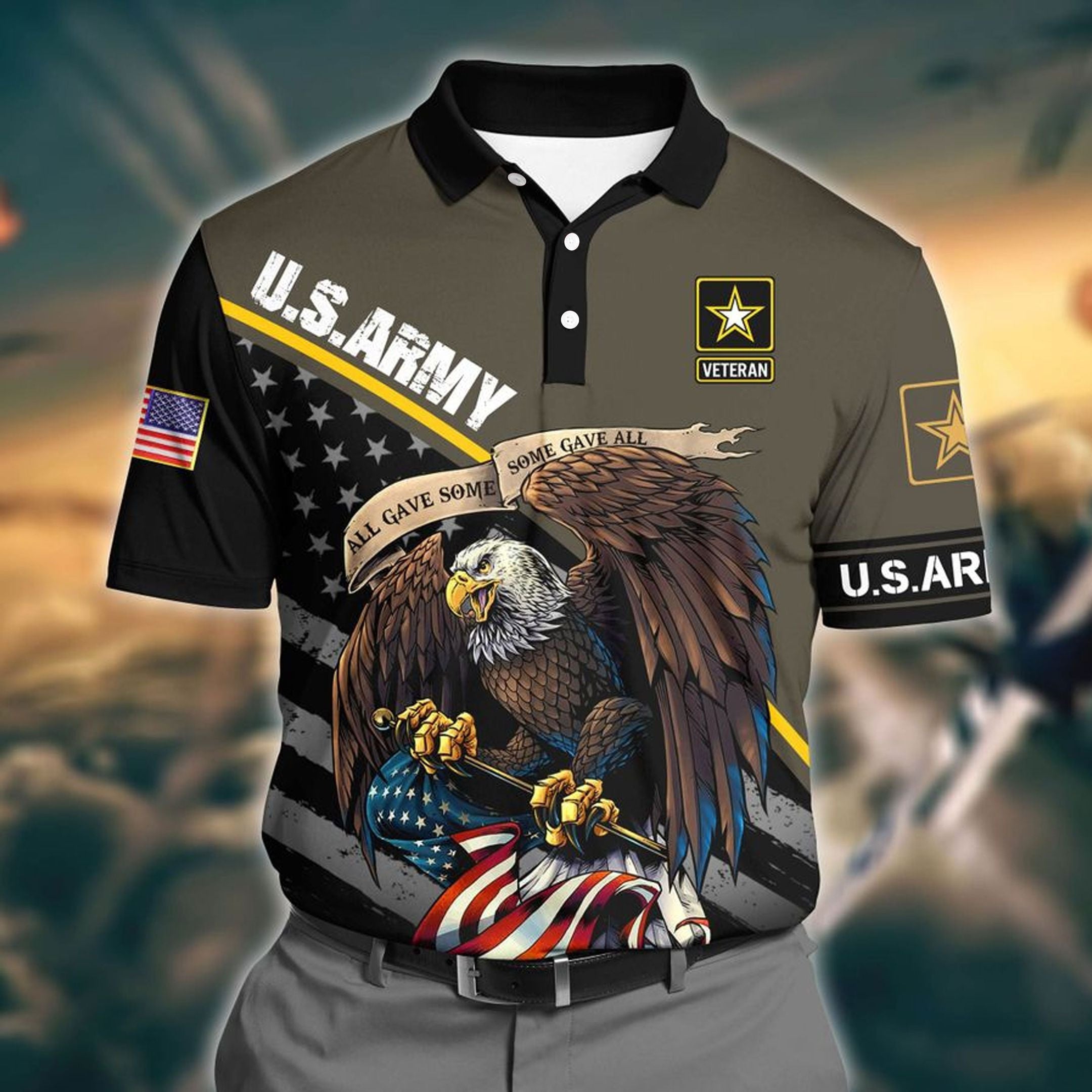 Premium U.S Army Pattern 1 3D Polo All Over Printed