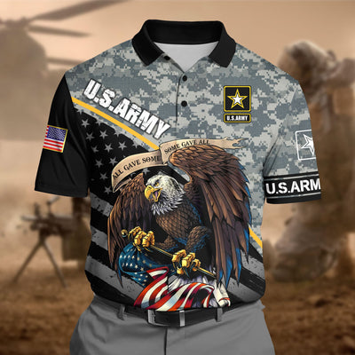 Premium U.S Army Pattern 4 3D Polo All Over Printed