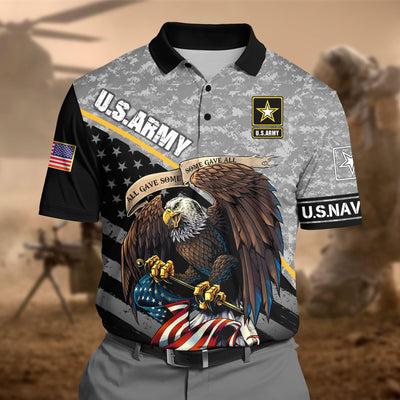 Premium U.S Army Pattern 3 3D Polo All Over Printed