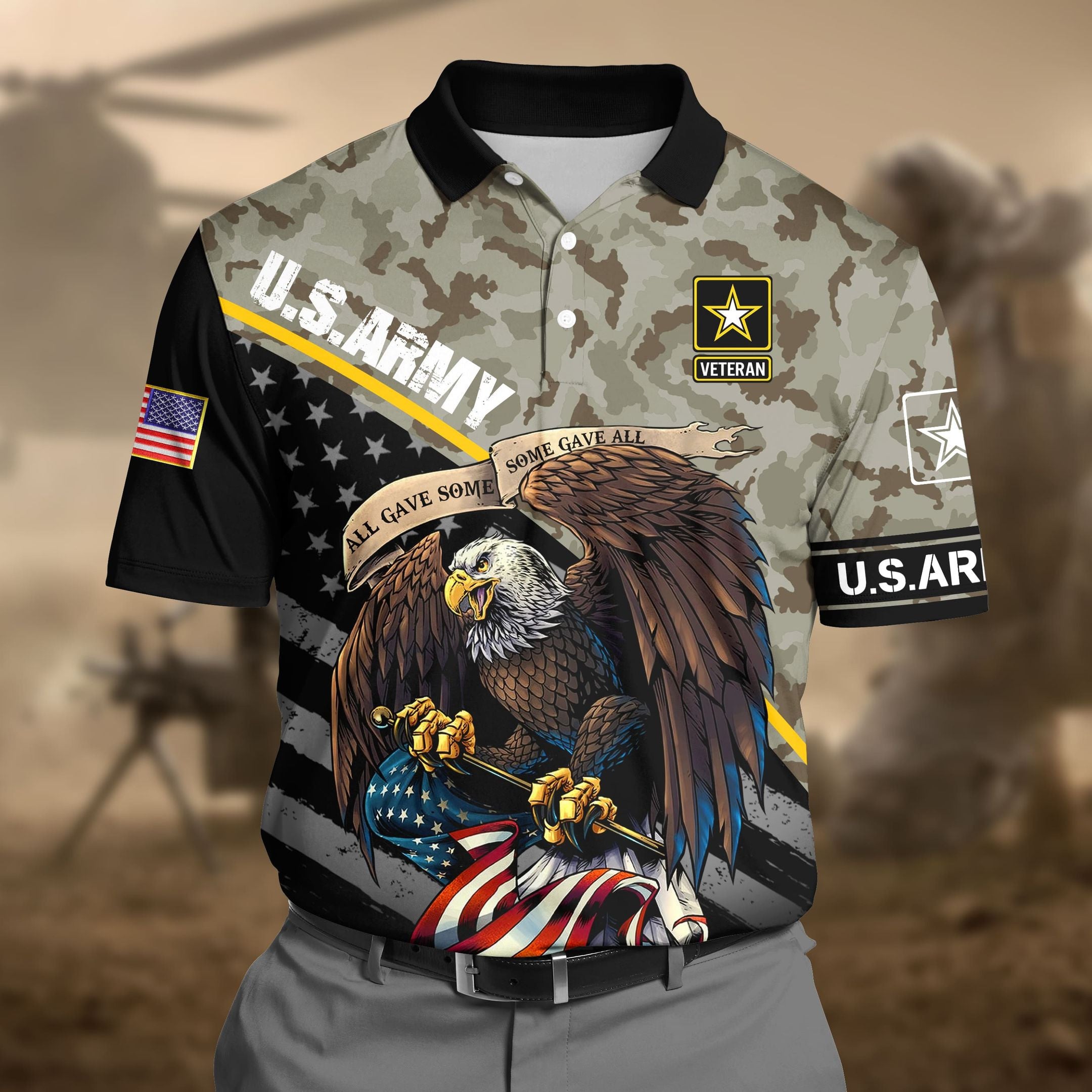 Premium U.S Army Pattern 2 3D Polo All Over Printed