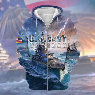 Unique U.S.Navy Veteran Zip Hoodie