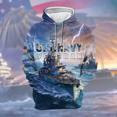 Unique U.S.Navy Veteran Zip Hoodie