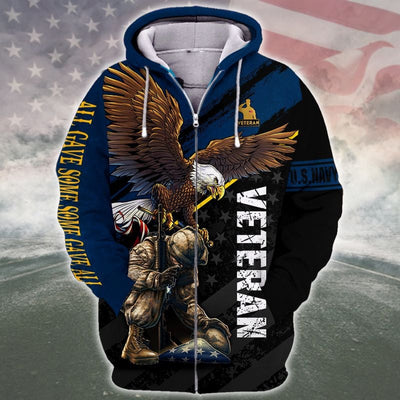 Proud To Be An American Veteran Zip Hoodie