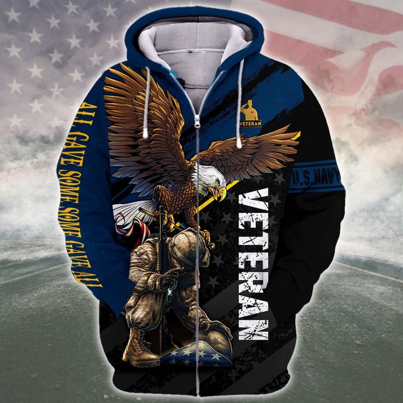 Proud To Be An American Veteran Zip Hoodie