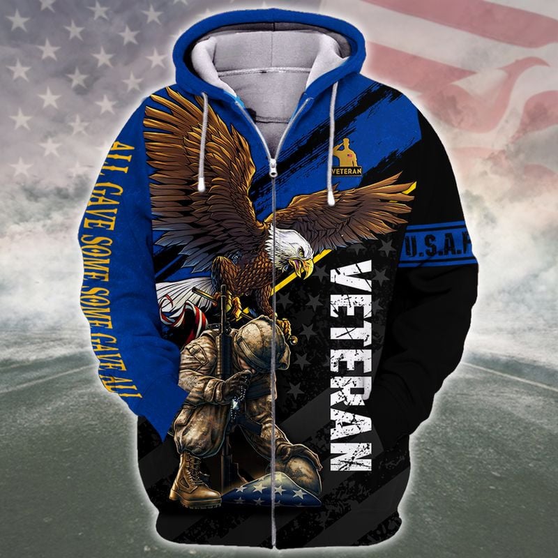 Proud To Be An American Veteran Zip Hoodie