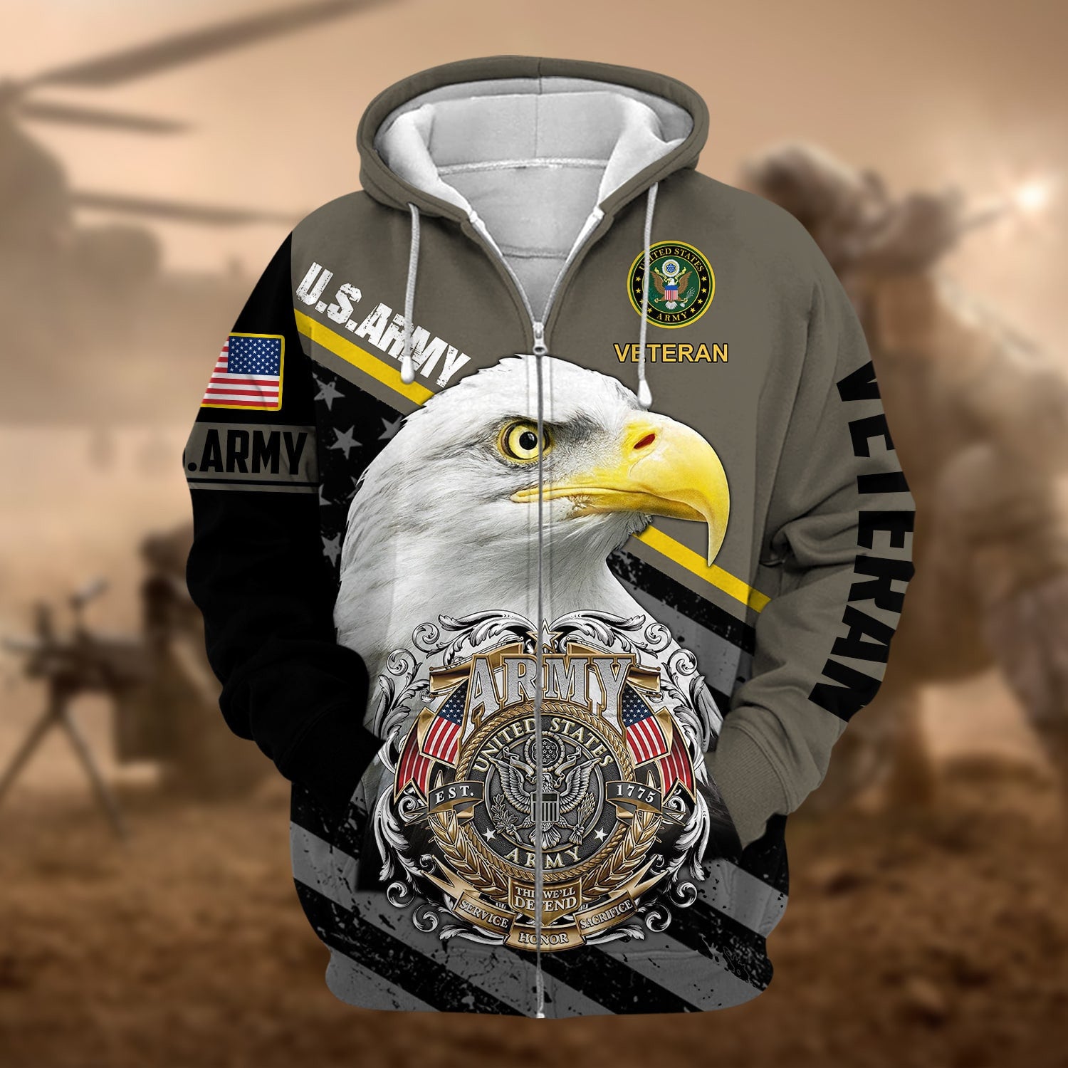 Premium Multiple US Military Services Veteran Zip Hoodie