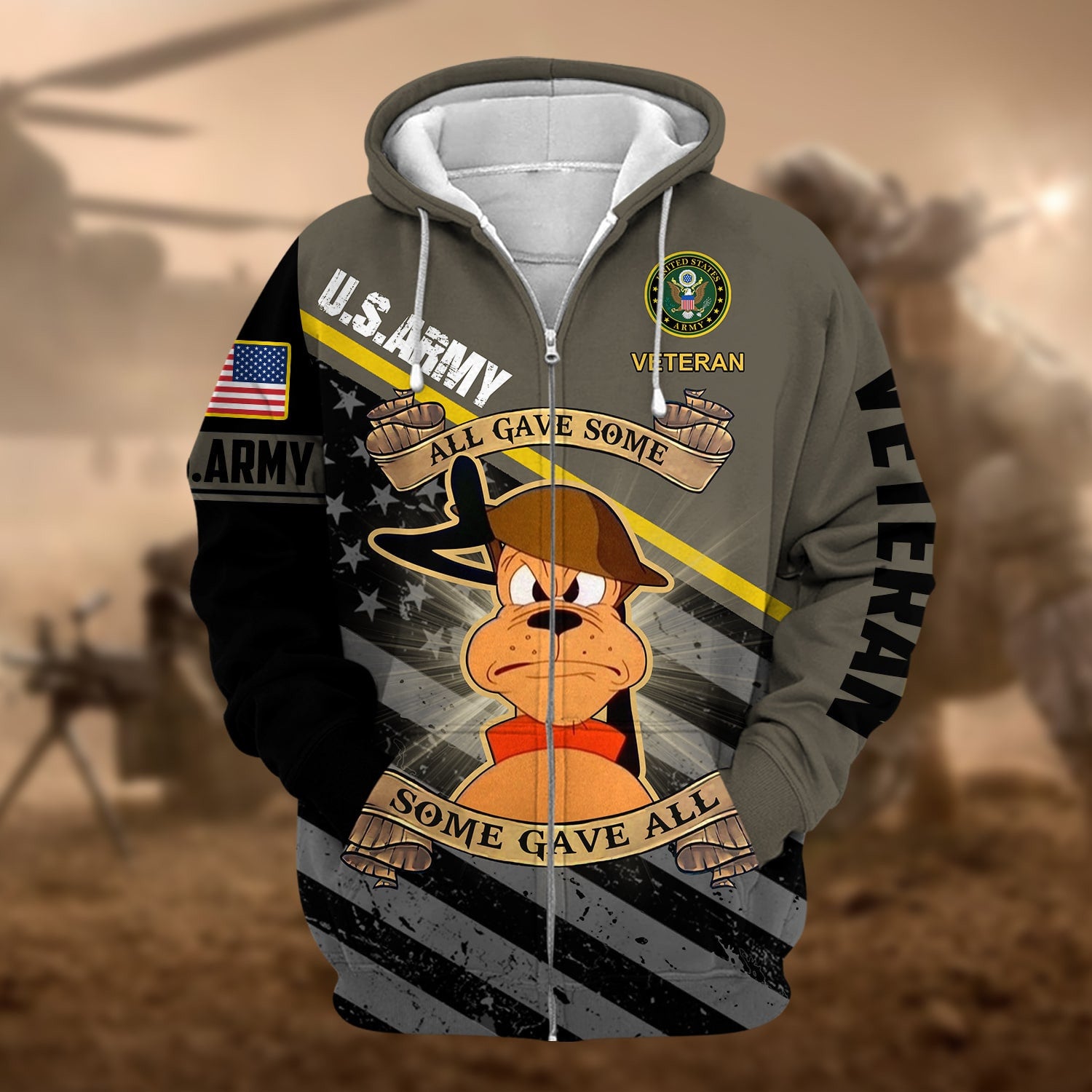 Unique U.S.ARMY Veteran Zip Hoodie