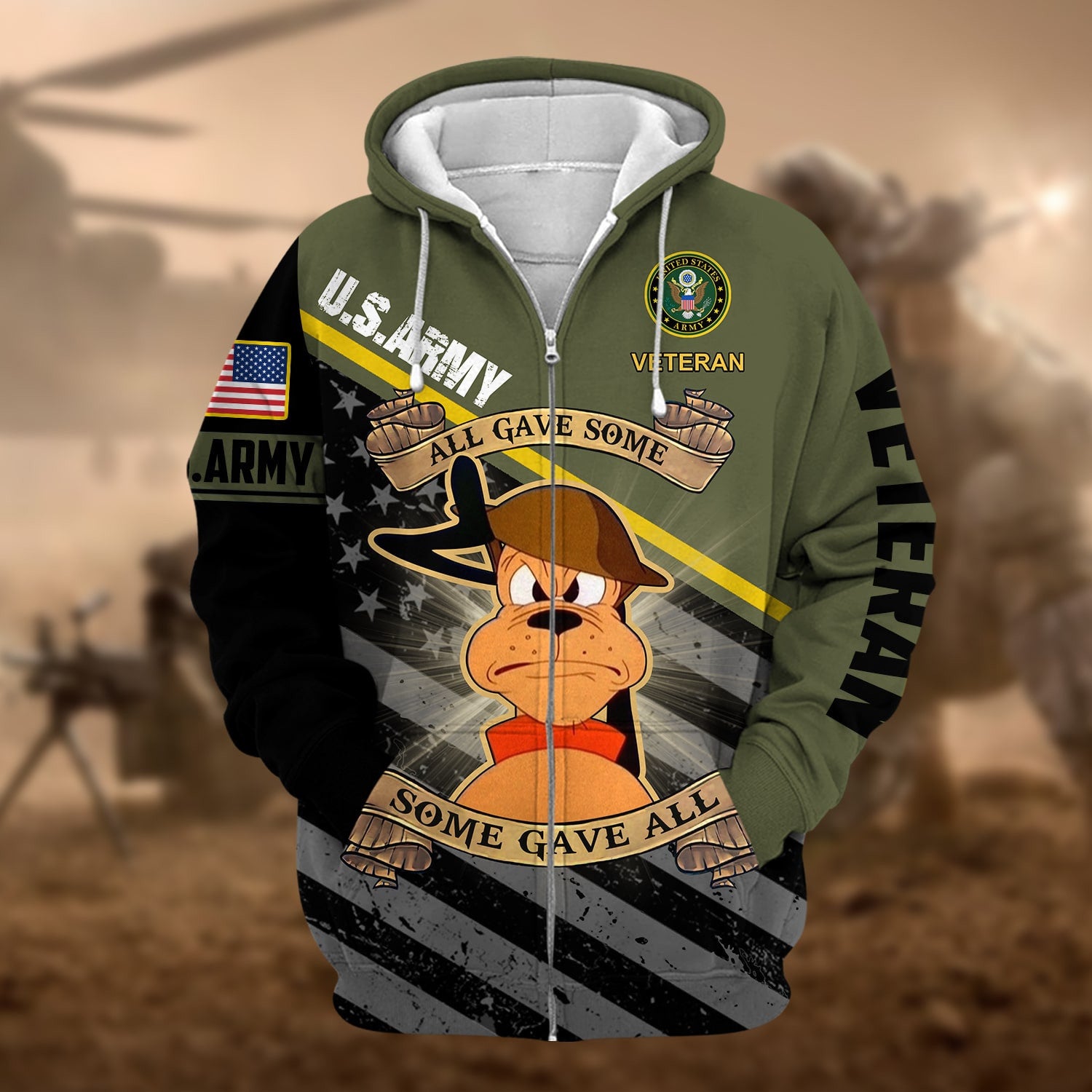 Unique U.S.ARMY Veteran Zip Hoodie