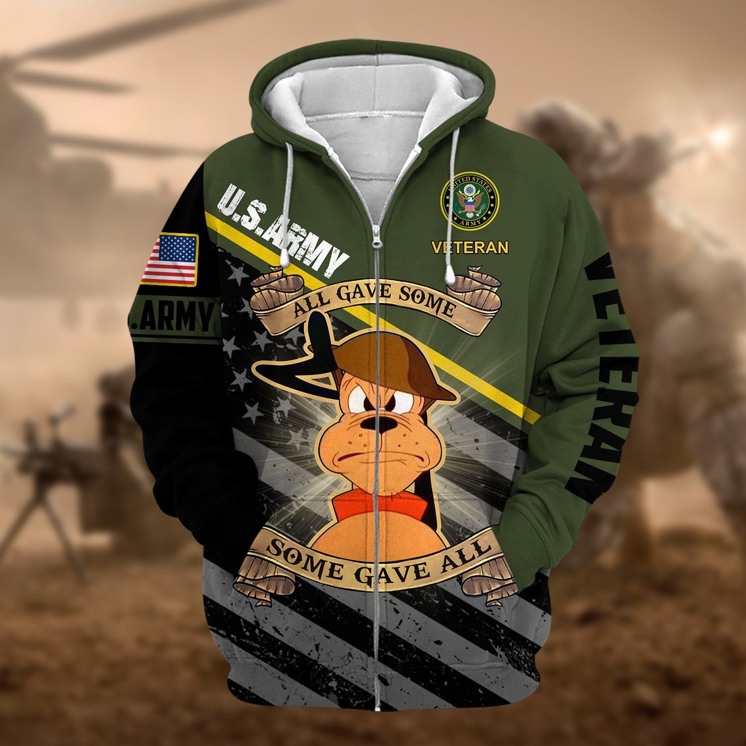 Unique U.S.ARMY Veteran Zip Hoodie