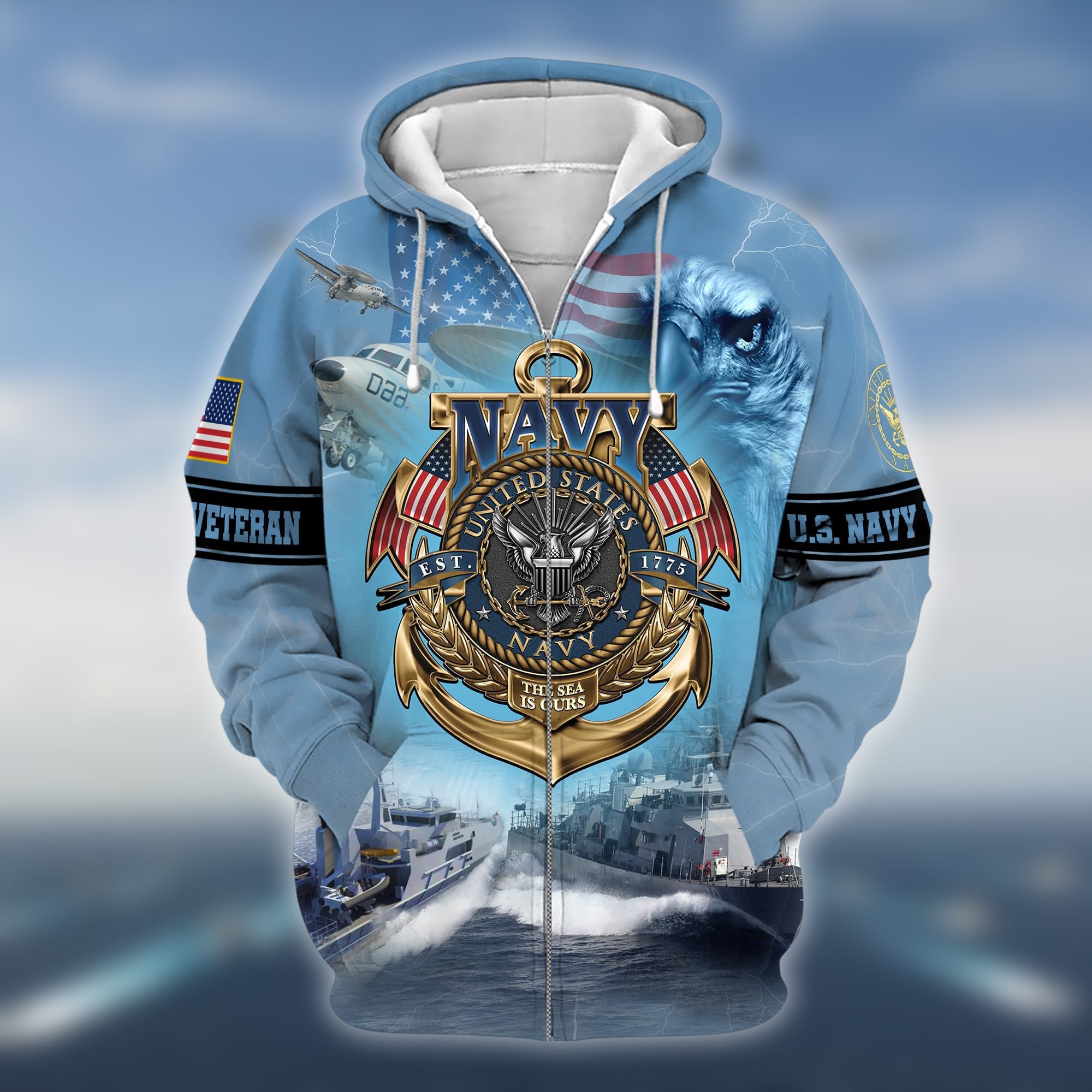 Premium Multiple US Military Services Veteran Zip Hoodie