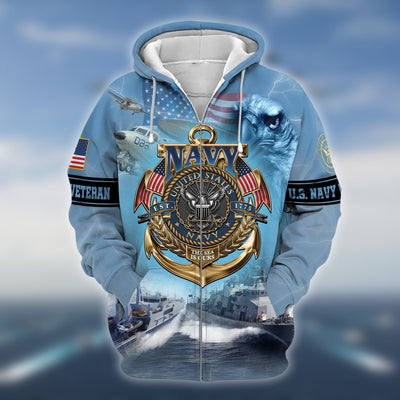 Premium Multiple US Military Services Veteran Zip Hoodie
