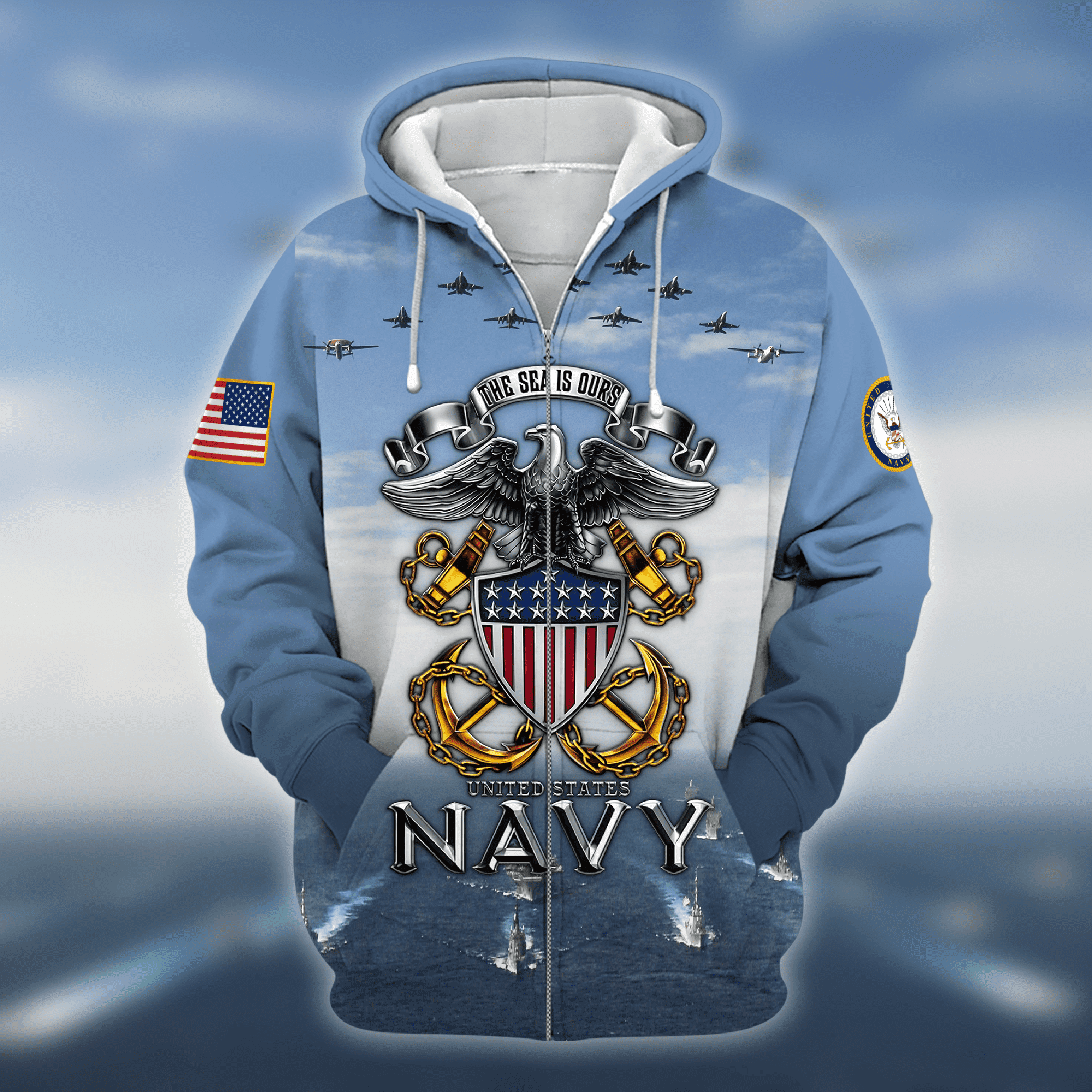 Unique U.S Navy Veteran Zip Hoodie