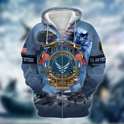 Premium Multiple US Military Services Veteran Zip Hoodie