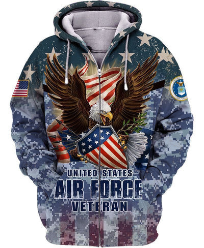 Premium Multiple US Military Services Veteran Zip Hoodie
