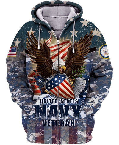 Premium Multiple US Military Services Veteran Zip Hoodie