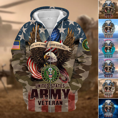 Premium Multiple US Military Services Veteran Zip Hoodie